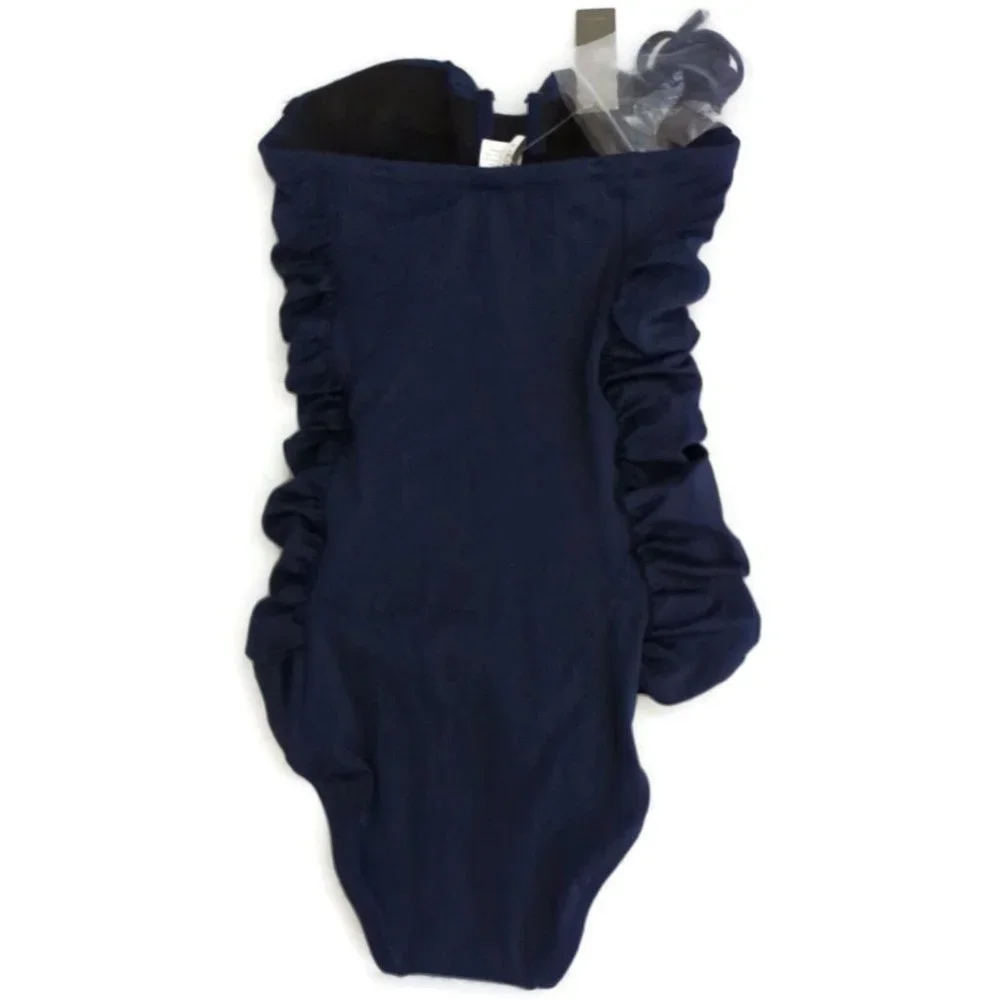 J.Crew Ruched Underwire Tank One Piece Swimsuit Navy Blue Womens Size 0 #16498 - Picture 2 of 3